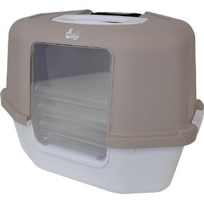Cat Love Space Saver Corner Hooded Cat Pan, taupe/tan.