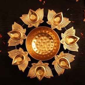 Kalakriti Metal Urli Bowl (Pack of 2, 10 inch Diameter each)- Large Decorative Handi Craft - Ideal For Home Decor - Lotus Design