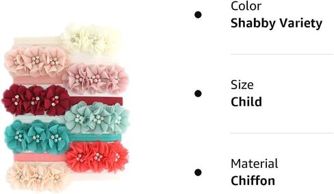 عصابات رأس My Lello Flower للرضع - البنات - زوج مطاطي قابل للتمدد من القماش المطرز للأطفال الصغار in Saudi Arabia