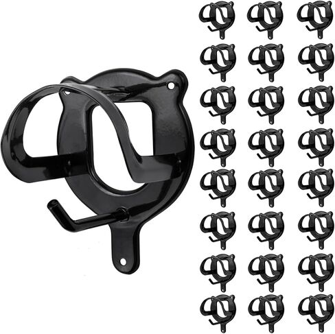 LAJIAOZ 24 قطعة من لجام الحصان، حامل لجام معدني خفيف الوزن، خطاف لجام الحصان، حامل لجام الحصان، شماعات معدنية مع أنابيب وبرغي لمستلزمات حظيرة الخيول (أسود) in Kuwait