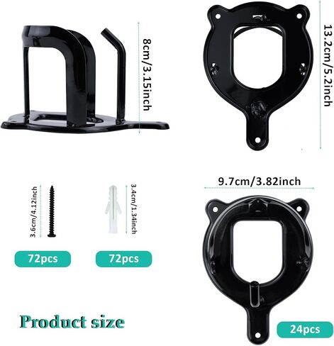 LAJIAOZ 24 قطعة من لجام الحصان، حامل لجام معدني خفيف الوزن، خطاف لجام الحصان، حامل لجام الحصان، شماعات معدنية مع أنابيب وبرغي لمستلزمات حظيرة الخيول (أسود) in Kuwait