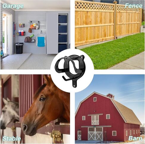 LAJIAOZ 24 قطعة من لجام الحصان، حامل لجام معدني خفيف الوزن، خطاف لجام الحصان، حامل لجام الحصان، شماعات معدنية مع أنابيب وبرغي لمستلزمات حظيرة الخيول (أسود) in Kuwait