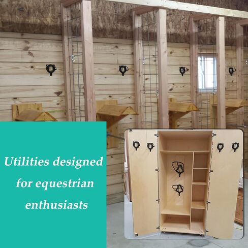 LAJIAOZ 24 قطعة من لجام الحصان، حامل لجام معدني خفيف الوزن، خطاف لجام الحصان، حامل لجام الحصان، شماعات معدنية مع أنابيب وبرغي لمستلزمات حظيرة الخيول (أسود) in Kuwait