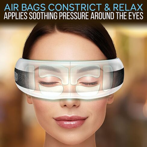 SereneLife Stress Therapy Electric Eye Massager, Vibration Massage Eye Relief, Wireless Digital Mask Machine w/Soothing Music and Relaxing Heat Compress, Built-in Battery & Adjustable Elastic Band in Saudi Arabia