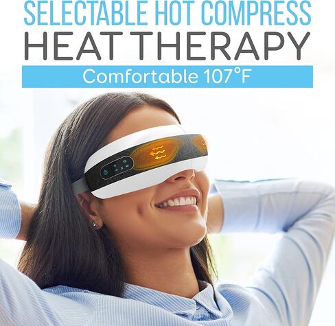 SereneLife Stress Therapy Electric Eye Massager, Vibration Massage Eye Relief, Wireless Digital Mask Machine w/Soothing Music and Relaxing Heat Compress, Built-in Battery & Adjustable Elastic Band in Saudi Arabia