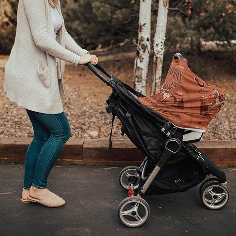 ملصق ركوب رعاة البقر الغربي غطاء مقعد سيارة الطفل، مظلات مقعد السيارة لحديثي الولادة، أغطية الرضاعة الطبيعية ذات خلفية الغسق البني العتيق، عربة التسوق/الكرسي العالي/أغطية عربة الأطفال، 26 × 27.6 بوصة in Kuwait