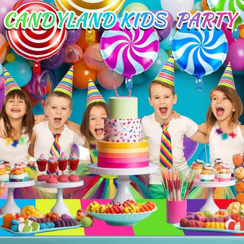 Woanger 24 Pcs Candyland Party Decorations Colorful Polyester Carpet Runner Candyland Runway Rug Sweet Candy Balloons and Balloon Stick Stand with Tape for Candyland Birthday Party Supply in Saudi Arabia