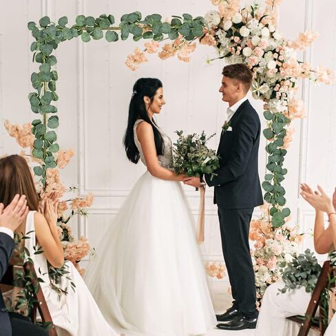 Whonline 10pcs Eucalyptus Garland for Table 60ft Artificial Greenery Garland Eucalyptus Vines Faux Silver Dollar Eucalyptus Leaves Vines Plants for Wedding Arch Wall Garden Decoration in Kuwait