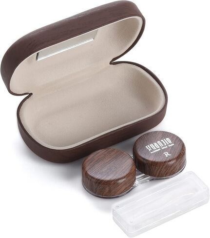 【3 عبوات】مجموعة أدوات سفر وعدسات لاصقة 2 في 1 مع حقيبة نظارات إضافية وحقيبة عدسات لاصقة, بني فاتح, موديرن مينيماليست in Kuwait