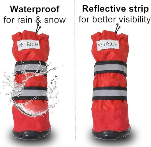 XLYBSST Water Resistant Dog Boots Snow Dog Boots Warm Lining Non-Slip Rubber Sole for Snow Winter,4PC (Red, XL) in Kuwait
