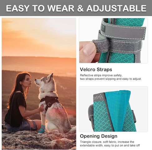 أحذية للكلاب للرصيف الساخن، أحذية للكلاب شبكية مع نعل متين مضاد للانزلاق، أحذية صيفية للكلاب قابلة للتنفس ومتينة مع أشرطة قابلة للتعديل وعاكسة للكلاب الصغيرة والمتوسطة والكبيرة والمشي لمسافات طويلة والركض وحقائب الظهر in Kuwait