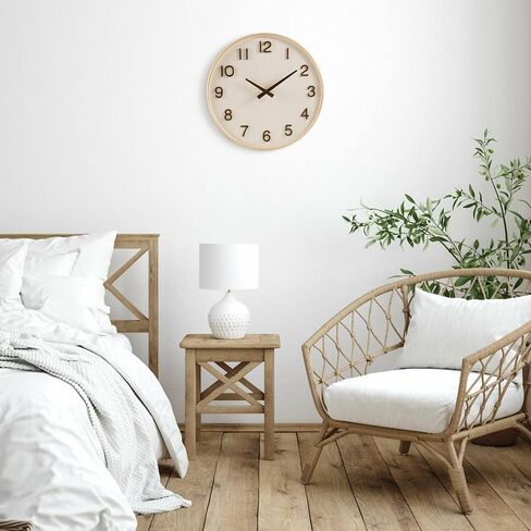 ساعة حائط خشبية حديثة من ونزوم، ديكور وإكسسوارات المطبخ الأحمر مقاس 12 بوصة، ساعات ديكور غير موقوتة تعمل بالبطارية لغرفة المعيشة/غرفة النوم/الحمام/المنزل (غطاء زجاجي) in Kuwait