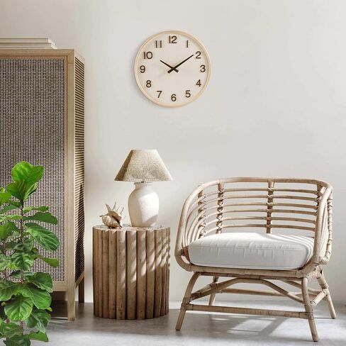 ساعة حائط خشبية حديثة من ونزوم، ديكور وإكسسوارات المطبخ الأحمر مقاس 12 بوصة، ساعات ديكور غير موقوتة تعمل بالبطارية لغرفة المعيشة/غرفة النوم/الحمام/المنزل (غطاء زجاجي) in Kuwait