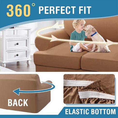 H.VERSAILTEX Sofa Cover 2 Piece T Cushion Armchair Slipcovers Couch Cover for 1 Cushion Couch Non Slip Super Stretch Soft Washable Furniture Protector with 1 Individual T Cushion Covers, Ivory in Kuwait