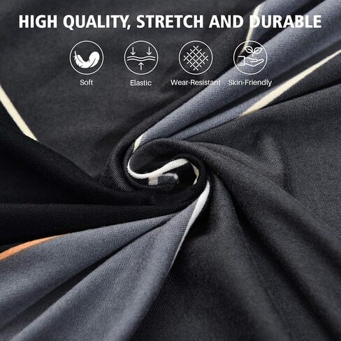 MIFXIN Armless Futon Slipcover Folding Sofa Cover Stretch Elastic Washable 3 Seat Futon Sofa Bed Couch Furniture Protector for Living Room Kids Pets (Black White) in Kuwait