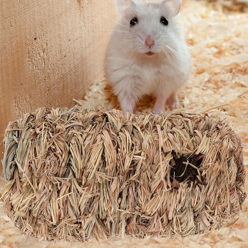 STOBOK Gerbil Toys Hamster Grass Tunnel Hideout Straw Tunnel Woven Guinea Pigs Hideaway Hamsger House Wicker Grass Pet Straw Hut for Dwarf Rabbits Ferret Mice Rat Hamster House in Saudi Arabia