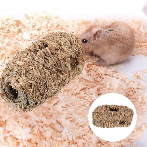 STOBOK Gerbil Toys Hamster Grass Tunnel Hideout Straw Tunnel Woven Guinea Pigs Hideaway Hamsger House Wicker Grass Pet Straw Hut for Dwarf Rabbits Ferret Mice Rat Hamster House in Saudi Arabia