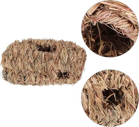 STOBOK Gerbil Toys Hamster Grass Tunnel Hideout Straw Tunnel Woven Guinea Pigs Hideaway Hamsger House Wicker Grass Pet Straw Hut for Dwarf Rabbits Ferret Mice Rat Hamster House in Saudi Arabia