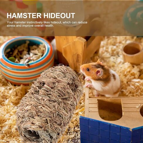 STOBOK Gerbil Toys Hamster Grass Tunnel Hideout Straw Tunnel Woven Guinea Pigs Hideaway Hamsger House Wicker Grass Pet Straw Hut for Dwarf Rabbits Ferret Mice Rat Hamster House in Saudi Arabia