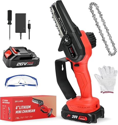 Mini Chainsaw 4-Inch Cordless | Portable Electric Chainsaw |Battery Powered Chainsaw Kit | Super Compact Chain Saw | Handheld Small Chainsaw Pruning Shears Garden for Tree Wood Cuttin [2024 UPGRADE] in Saudi Arabia