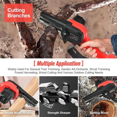 Mini Chainsaw 4-Inch Cordless | Portable Electric Chainsaw |Battery Powered Chainsaw Kit | Super Compact Chain Saw | Handheld Small Chainsaw Pruning Shears Garden for Tree Wood Cuttin [2024 UPGRADE] in Saudi Arabia
