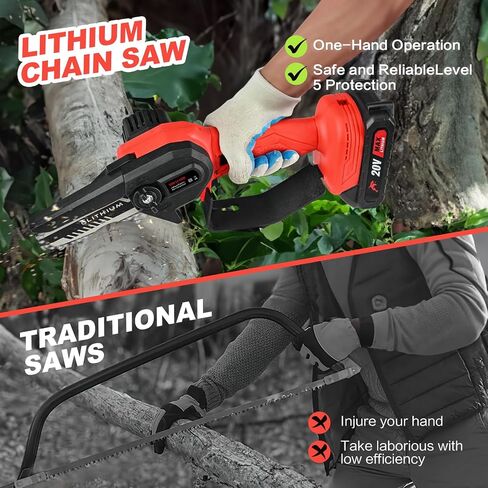 Mini Chainsaw 4-Inch Cordless | Portable Electric Chainsaw |Battery Powered Chainsaw Kit | Super Compact Chain Saw | Handheld Small Chainsaw Pruning Shears Garden for Tree Wood Cuttin [2024 UPGRADE] in Saudi Arabia