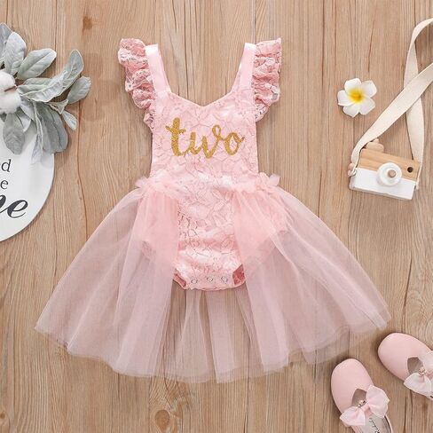 IBTOM CASTLE Boho One Party First Birthday Outfit,Baby Girl Ruffle Lace Romper Princess Tutu Backless Tutu Photoshoot Clothes in Saudi Arabia