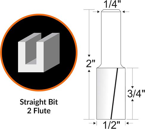 WEN RB107FF 1/2 in. Straight 2-Flute Carbide-Tipped Router Bit with 1/4 in. Shank and 3/4 in. Cutting Length in Saudi Arabia