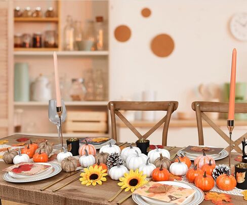 ارتيفلير 78 قطعة من اليقطين الاصطناعي لتزيين حصاد الخريف، 28 قطعة من اليقطين الخريف و50 قطعة من اوراق القيقب للخريف وعيد الشكر والحصاد وديكور المنزل in Kuwait