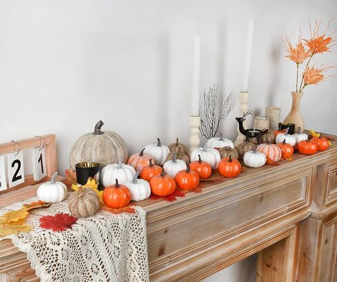 ارتيفلير 78 قطعة من اليقطين الاصطناعي لتزيين حصاد الخريف، 28 قطعة من اليقطين الخريف و50 قطعة من اوراق القيقب للخريف وعيد الشكر والحصاد وديكور المنزل in Kuwait