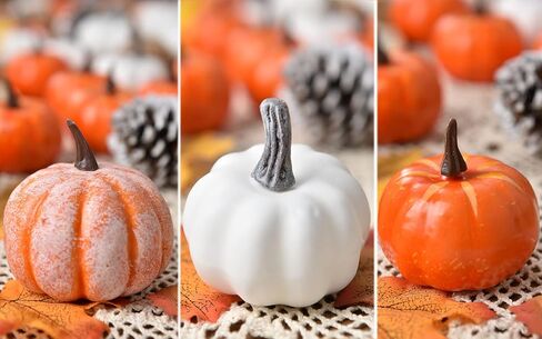 ارتيفلير 78 قطعة من اليقطين الاصطناعي لتزيين حصاد الخريف، 28 قطعة من اليقطين الخريف و50 قطعة من اوراق القيقب للخريف وعيد الشكر والحصاد وديكور المنزل in Kuwait