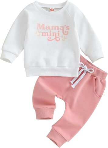 Infant Toddler Baby Girl Clothes Fall Winter Outfit Long Sleeve Crewneck Sweatshirt Top Casual Pants Set in Kuwait