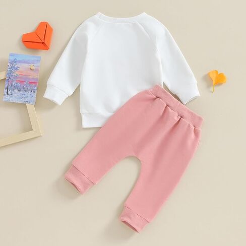 Infant Toddler Baby Girl Clothes Fall Winter Outfit Long Sleeve Crewneck Sweatshirt Top Casual Pants Set in Kuwait