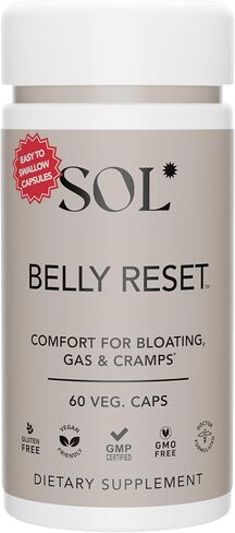 Sol Nutrition Belly Reset - Probiotics for Digestive Health, Probiotic Nutritional Supplements, Aids Digestive Enzymes, Supports Healthy GI Tract & Regular Bowel Function, Easy-to-Swallow 60 Capsules in Saudi Arabia
