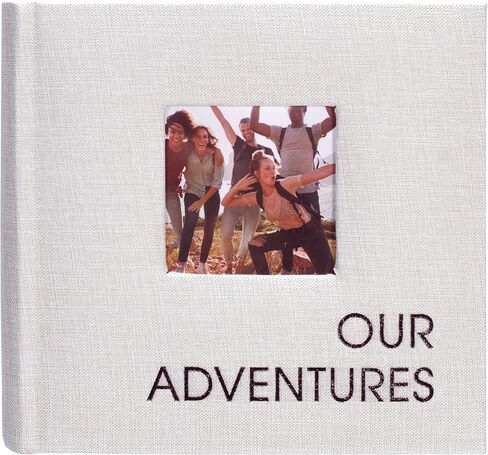 Malden International Designs 1 Up 4x6 Our Adventures Light Gray Fabric Photo Album With Memo Writing Areas Hard Cover 3 x 3 inch Front Cover Photo Pocket in Saudi Arabia