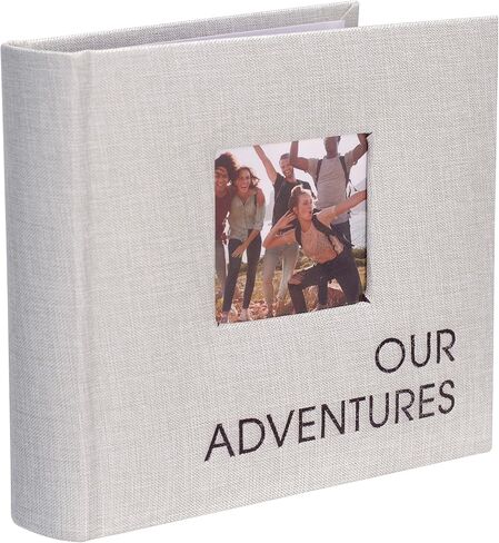 Malden International Designs 1 Up 4x6 Our Adventures Light Gray Fabric Photo Album With Memo Writing Areas Hard Cover 3 x 3 inch Front Cover Photo Pocket in Saudi Arabia