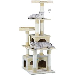 Go Pet Club مقاس 67 بوصة من Cat Tree Condo Furniture Kitty Tower Kitten Scratcher، مع منزل لعب كبير للمخبأ ومجاثم ممتعة للقطط الداخلية، رمادي in Kuwait