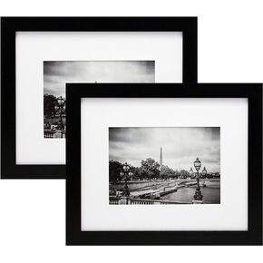 8.5x11 Black Gallery Certificate and Document Frame Two Pack - 2 Frames - Wide Molding - Includes both Attached Hanging Hardware and Desktop Easel - Certificates, Documents, a Diploma, or a Photo