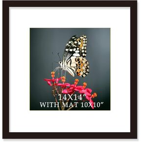 14x14 Frame Black With Mat 10x10 Solid Wood Picture Frames Wall Mounting (1 pack, 14x14 Inch)… in Kuwait