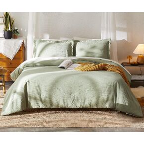 Geniospin Queen Comforter Set, Bed in a Bag 7-Pieces, with Comforter, Pillow Sham, Flat Sheet, Fitted Sheet and Pillowcase, All Season Comfortable Seersucker Bedding Soft & Cozy (Dark Green, 90"x90") in Kuwait
