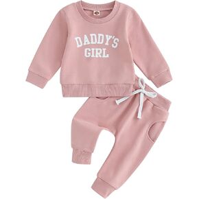 Yoyohhaki Daddys Girls Baby Clothes Crewneck Sweatshirt Joggers Pants Tracksuit Set Toddler Baby Girl Fall Winter Outfits in Saudi Arabia