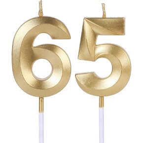 Red 65th & 56th Birthday Candles for Cakes, Number 65 56 Glitter Candle Cake Topper for Party Anniversary Wedding Celebration Decoration in Kuwait
