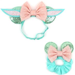 bianbaistar Newborn Bows for Girls Toddler Hair Bows Elastic Adjustable Headband Mouse Ears Yoda Scrunchies Essencial Accessories for Trip Headwear for Women (Yodapinkbow) in Kuwait