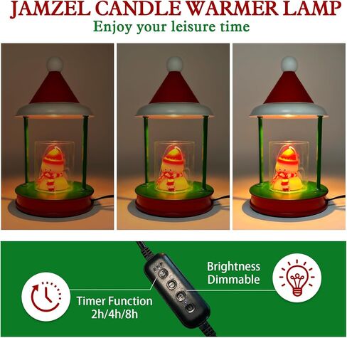 JAMZEL Christmas Candle Warmer Lamp with Timer,Dimmable Electric Candle Lamps Warmer,Home Decor Metal Candle Melter as Christmas Gift for Women,Compatible with Small & Large Jar Candle,2 Bulbs in Kuwait