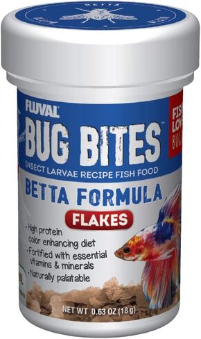 Fluval Bug Bites Color Enhancing Fish Food for Betta Fish, Flakes for Small to Medium Sized Fish, 0.63 oz., A7366, Brown in Saudi Arabia