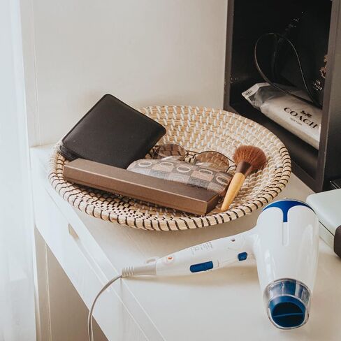 HNC ECOLIFE سلة جدار ديكور بوهو - سلة تقديم مستديرة من الروطان - سلة أعشاب بحرية مزخرفة - سلة حائط معلقة ديكور - ديكور طاولة طعام - سلة منسوجة (35 سم / 13.7 بوصة) in Saudi Arabia