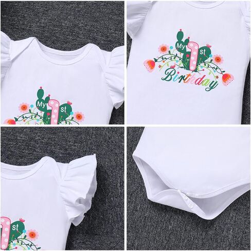 IDOPIP Cactus First Birthday Outfit Girl Baby Cactus One Romper Tutu Skirt Headband Clothes Set for Cake Smash Photo Prop in Saudi Arabia