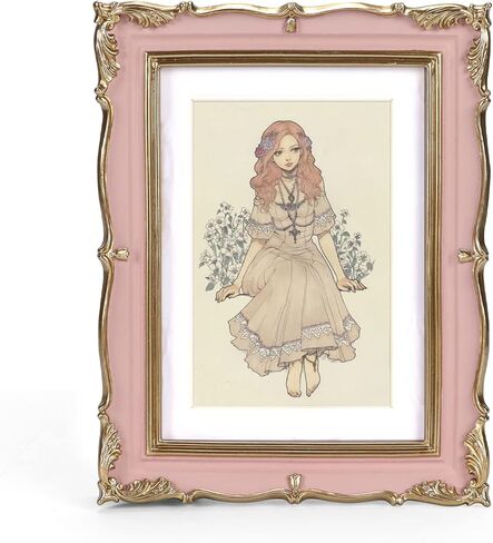 إطار عتيق من الذهب الأبيض من PHAREGE لصورة مقاس 5x7 بوصة، إطار عتيق مزخرف مع حصيرة للصور مقاس 4x6 بوصة، أفقيًا أو رأسيًا، سطح الطاولة أو الحائط in Kuwait