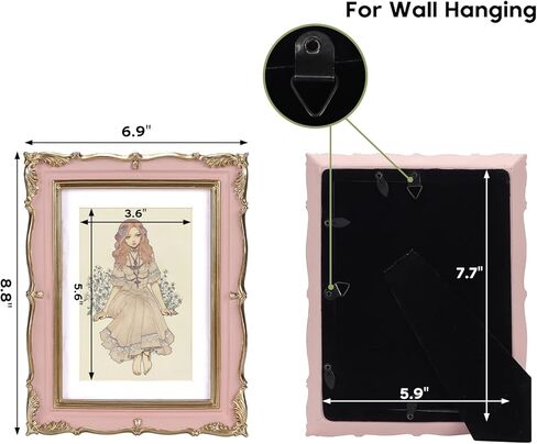 إطار عتيق من الذهب الأبيض من PHAREGE لصورة مقاس 5x7 بوصة، إطار عتيق مزخرف مع حصيرة للصور مقاس 4x6 بوصة، أفقيًا أو رأسيًا، سطح الطاولة أو الحائط in Kuwait