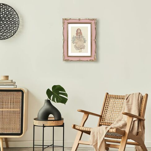 إطار عتيق من الذهب الأبيض من PHAREGE لصورة مقاس 5x7 بوصة، إطار عتيق مزخرف مع حصيرة للصور مقاس 4x6 بوصة، أفقيًا أو رأسيًا، سطح الطاولة أو الحائط in Kuwait